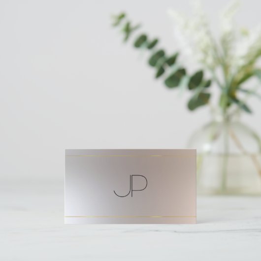 Faux Gold Silver Modern Monogram Professional Visitekaartje (Staand voorkant)