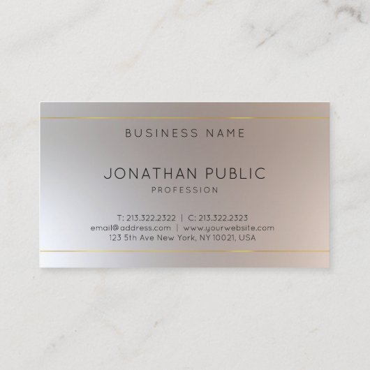 Faux Gold Silver Modern Monogram Professional Visitekaartje (Achterkant)