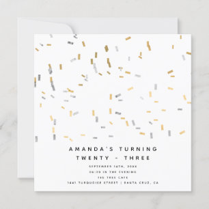 Faux Gold Silver Modern Sprinkles Adult Birthday Kaart