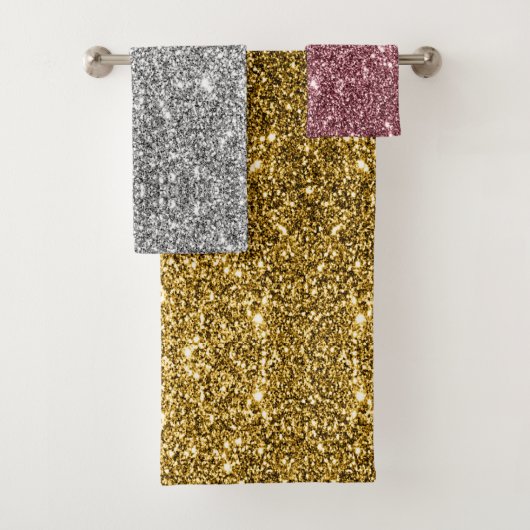 Faux Gold Silver Rosegold Metallic Sparkle Glitter Bad Handdoek (Insitu)