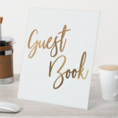 Faux Gold Simple Typography Guest Book Reclamebord Met Voetstuk (Insitu)