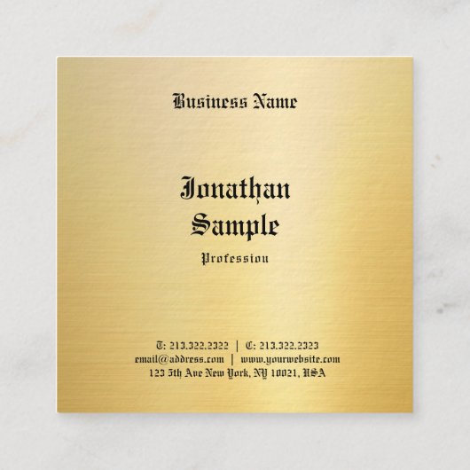 Faux Gold Sjabloon Classic Look Oude Stijl Vierkante Visitekaartje (Achterkant)