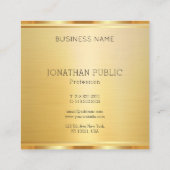 Faux Gold Sjabloon Elegant Modern Professioneel Vierkante Visitekaartje (Achterkant)