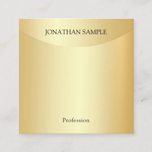 Faux Gold-Sjabloon Elegant Professional Modern Vierkante Visitekaartje (Voorkant)