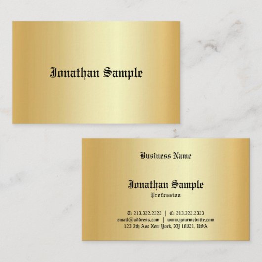  Faux Gold Sjabloon gecalligraveerde oude tekst Visitekaartje (Voorkant / Achterkant)