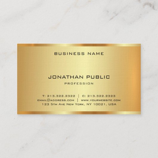 Faux Gold Sjabloon Monogram Initiaal Premium Linen Visitekaartje (Achterkant)