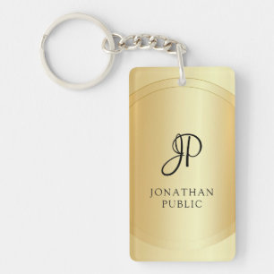 Faux Gold Sjabloon Monogram toevoegen Jouw naam le Sleutelhanger