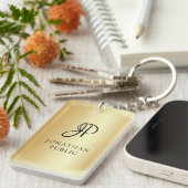 Faux Gold Sjabloon Monogram toevoegen Jouw naam le Sleutelhanger (Voorkant Rechts)