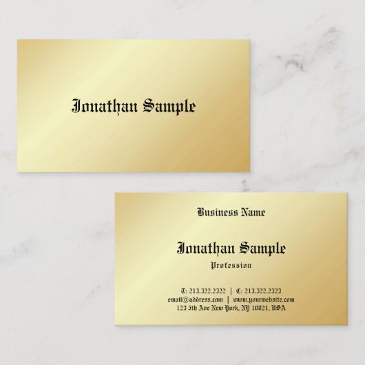Faux Gold Sjabloon Oude tekst Glamoureus op maat Visitekaartje (Voorkant / Achterkant)