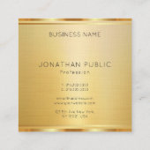Faux Gold Sjabloon Premium Linnen Elegant Luxe Vierkante Visitekaartje (Achterkant)