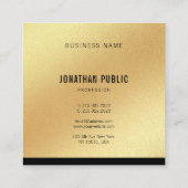 Faux Gold Sjabloon Professional Elegant Trendy Vierkante Visitekaartje (Achterkant)