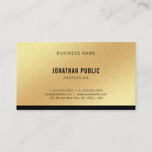 Faux Gold Sjabloon Professional Modern Elegant Visitekaartje (Achterkant)
