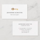 Faux Gold Skeleton Key Modern high-end onroerend g Visitekaartje (Voorkant / Achterkant)