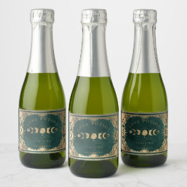 Faux Gold & Smaragd Groene Tarot Hemelse bruiloft Sparkling Wijnetiket