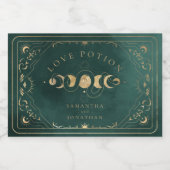 Faux Gold & Smaragd Groene Tarot Hemelse bruiloft Sparkling Wijnetiket (Enkel label)