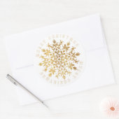 Faux Gold Sneeuwvlok Elegante Kerstmis Ronde Sticker (Envelop)