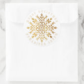 Faux Gold Sneeuwvlok Elegante Kerstmis Ronde Sticker (Tas)