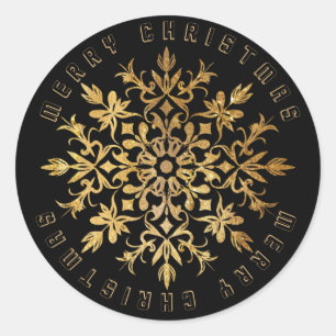 Faux Gold Sneeuwvlok Elegante Kerstmis Ronde Sticker