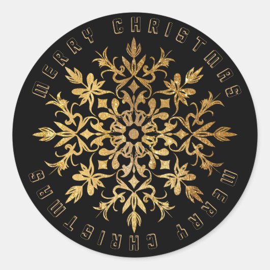 Faux Gold Sneeuwvlok Elegante Kerstmis Ronde Sticker (Voorkant)