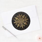 Faux Gold Sneeuwvlok Elegante Kerstmis Ronde Sticker (Envelop)