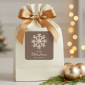 Faux Gold Snowflake Brown Custom Holiday Vierkante Sticker