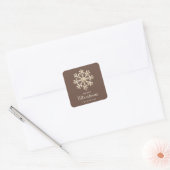 Faux Gold Snowflake Brown Custom Holiday Vierkante Sticker (Envelop)
