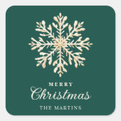 Faux Gold Snowflake Emerald Custom Holiday Vierkante Sticker (Voorkant)