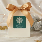 Faux Gold Snowflake Emerald Custom Holiday Vierkante Sticker