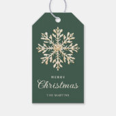 Faux Gold Snowflake Green Custom Holiday Cadeaulabel (Voorkant)