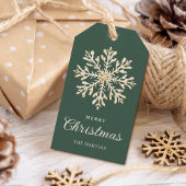 Faux Gold Snowflake Green Custom Holiday Cadeaulabel