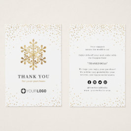 Faux gold Snowflake Kerstmis Bedankt Invoegen Visitekaartje