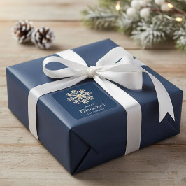 Faux Gold Snowflake Navy Blue Custom Holiday Vierkante Sticker