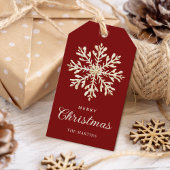Faux Gold Snowflake Red Custom Holiday Cadeaulabel