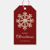 Faux Gold Snowflake Red Custom Holiday Cadeaulabel (Voorkant)