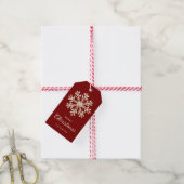 Faux Gold Snowflake Red Custom Holiday Cadeaulabel (Met Touw)