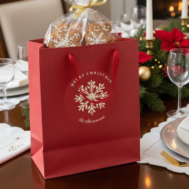 Faux Gold Snowflake Red Custom Holiday Ronde Sticker