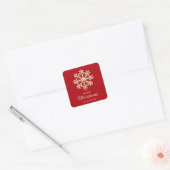 Faux Gold Snowflake Red Custom Holiday Vierkante Sticker (Envelop)