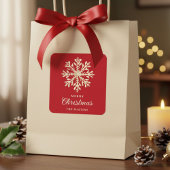 Faux Gold Snowflake Red Custom Holiday Vierkante Sticker