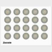Faux Gold Snowflake Sage Green Custom Holiday Ronde Sticker (Vel)