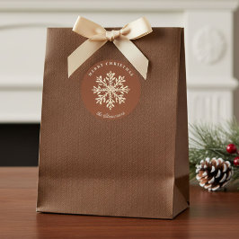 Faux Gold Snowflake Terracotta Custom Holiday Ronde Sticker