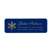 Faux Gold Snowflake Winter Holidays Royal Blue   Etiket (Voorkant)