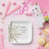 Faux Gold Snowflake Winter Wedding Papieren Bordje (Feest)