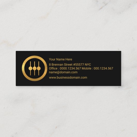 Faux Gold Sound Equalizer Panel Audio Mini Visitekaartje (Achterkant)