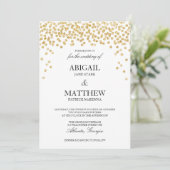 Faux Gold Sparkle Confetti bruiloft uitnodiging (Staand voorkant)