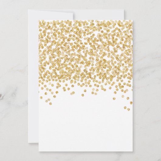 Faux Gold Sparkle Confetti bruiloft uitnodiging (Achterkant)