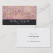 Faux Gold Specks roze Tegel leder Visitekaartje (Voorkant / Achterkant)