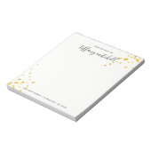 Faux Gold Splashes met Elegant Typografie Notitieblok (Linkerzijde)