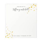 Faux Gold Splashes met Elegant Typografie Notitieblok (Voorkant)