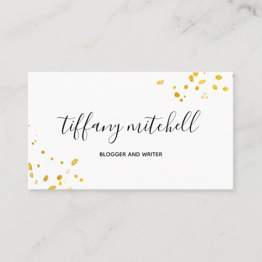 Faux Gold Splashes met Elegant Typografie Visitekaartje (Voorkant)