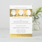 FAUX GOLD SPOON FORK COOKERY CLASS INVITE SJABLOON KAART (Staand voorkant)